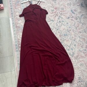 Spaghetti Strap Darker Than burgundy Maxi Dress